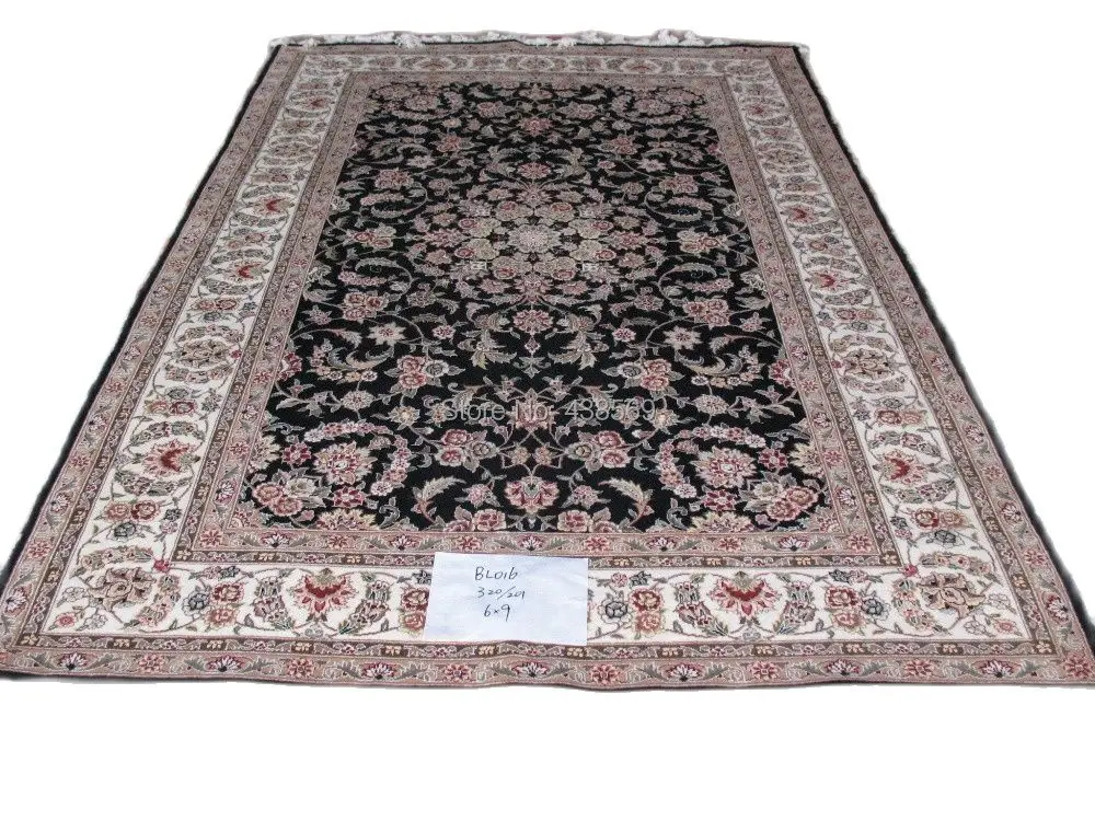 

Free shipping 6'X9' 160Line Hand-knotted Woolen Persian Rug handmade persian carpet with deduction character light green