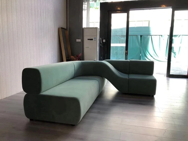 ^Modern Creative Designer L Angle Geometric Curve Winding Multi - Seat Enigma Curation Twist Living Room Sofas