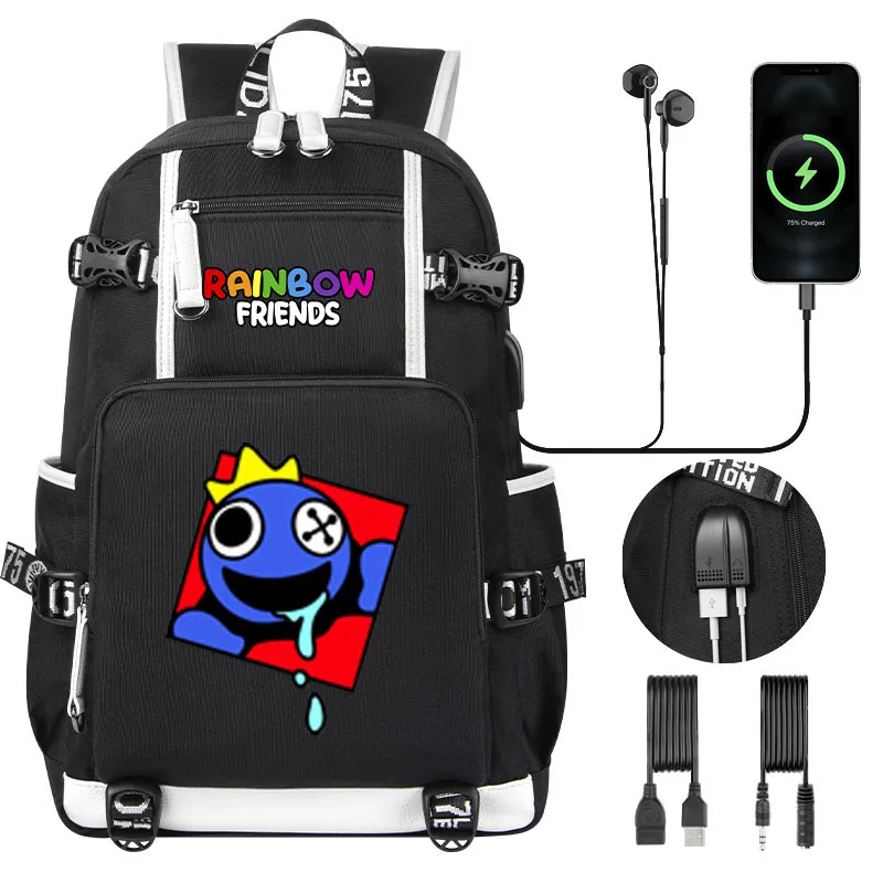 Rainbow Friends Children Students Schoolbag Cartoon Large Capacity Boy Girl school backpack USB Men Woman Laptop Shoulder Bag