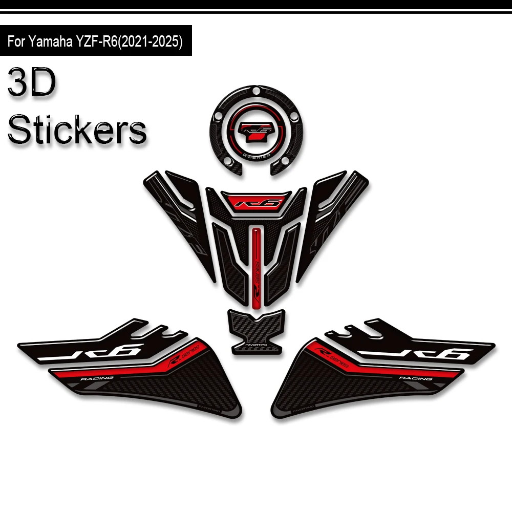 دراجة نارية لياماها YZF-R6 YZFR6 YZF R6 خزان الوسادة غطاء القبضات الغاز زيت الوقود عدة الركبة هدية الحاجز يغطي حماية ملصق #2