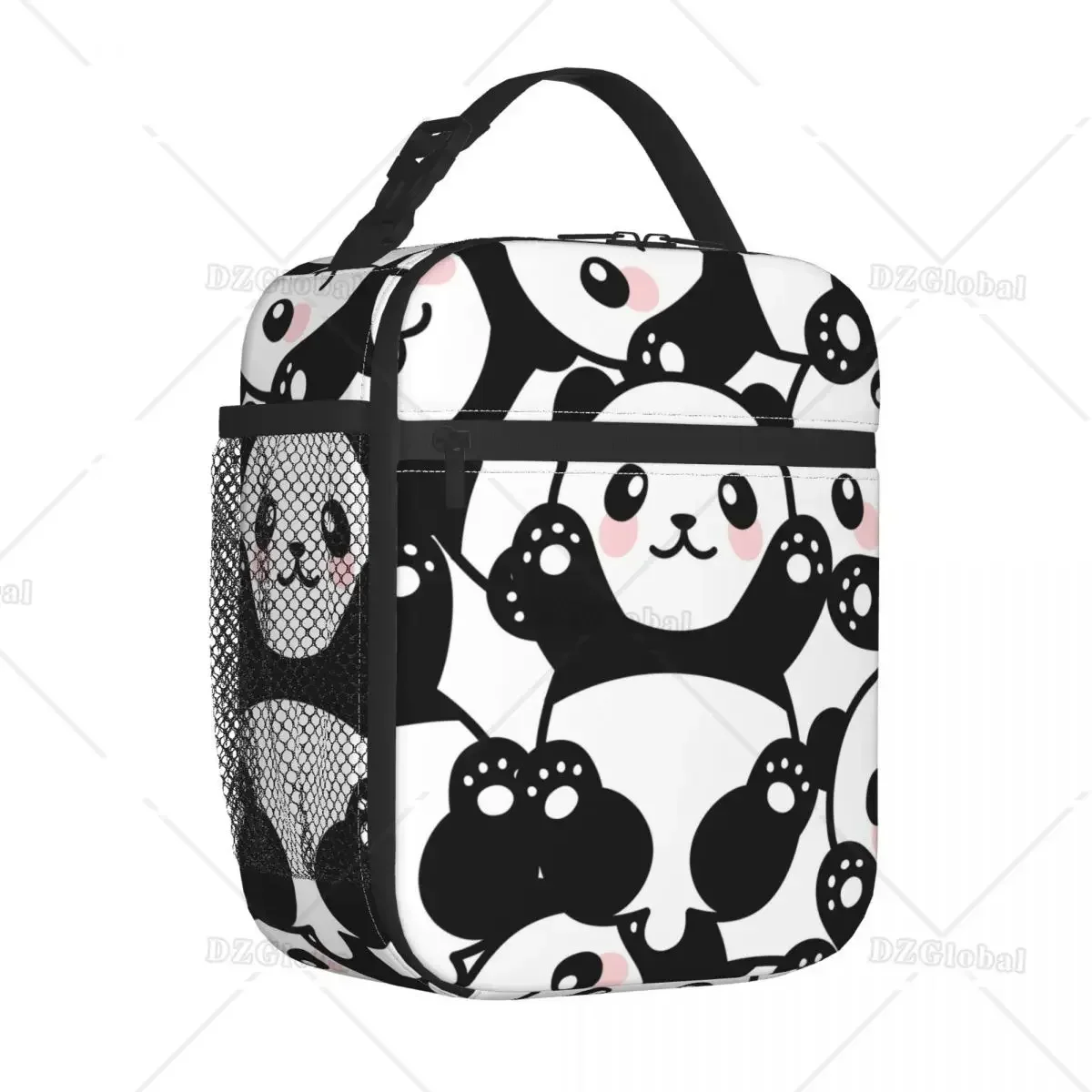 

Cute Panda Print Lunch Box Reusable Insulated Lunch Bag Thermal Cooler Tote for Boys Girls School Women Picnic Travel Hiking