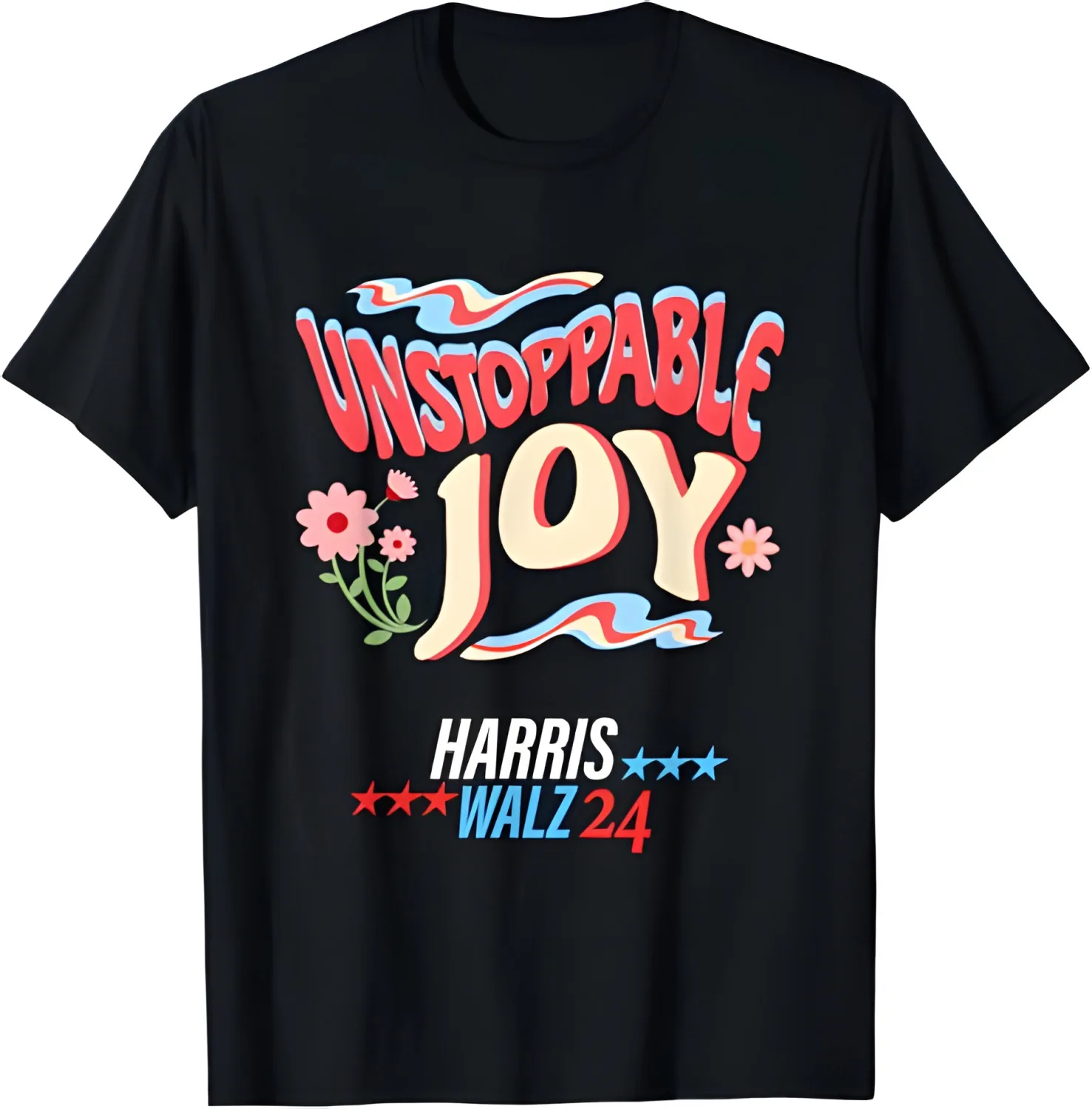 

Joy Harris Walz 2024 Retro Unstoppable Joy Womens T-Shirt