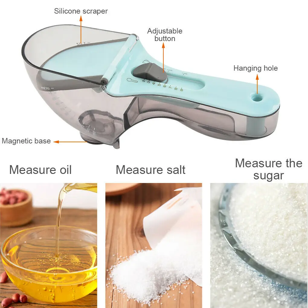 Adjustable Measuring Spoon Plastic Milk Seasoning Flour Scoop with Scale Kitchen Measuring Cups Plastic Scale Baking Tools