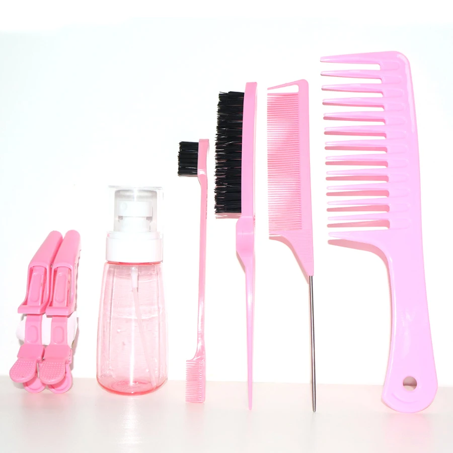 

7-Piece Hairbrush Set with Mini Spray Bottle Wide-Tooth Comb Crocodile Clip And Other Hairdressing Accessories for Beauty Care