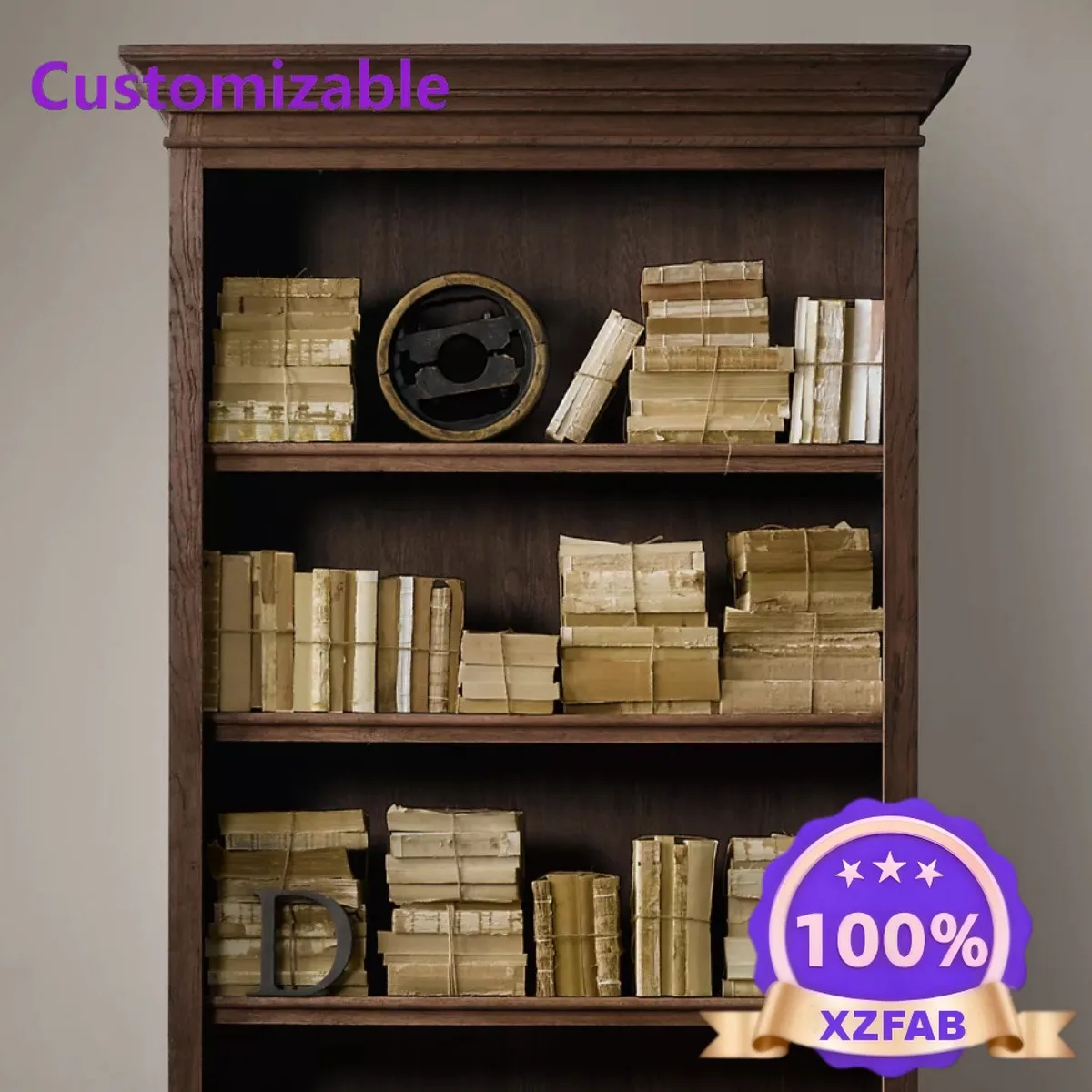 Factory Direct 2026 American rural export foreign trade solid wood retro bookcase old carved oak locker French multi-layer displ
