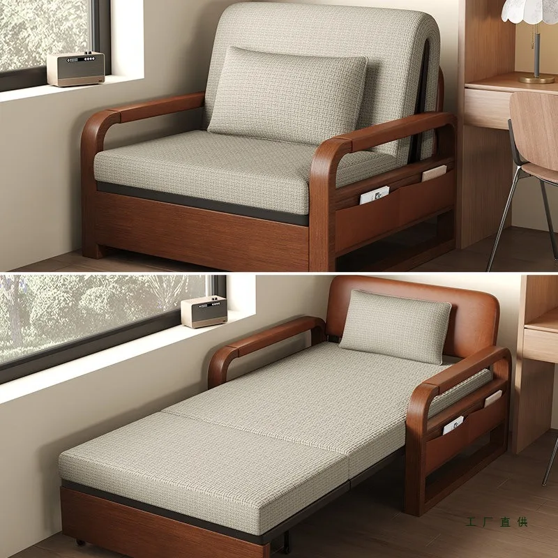 Single sofa bed folding dual-purpose 2026 long-term sleeping small apartment push-pull telescopic sofa dual-purpose
