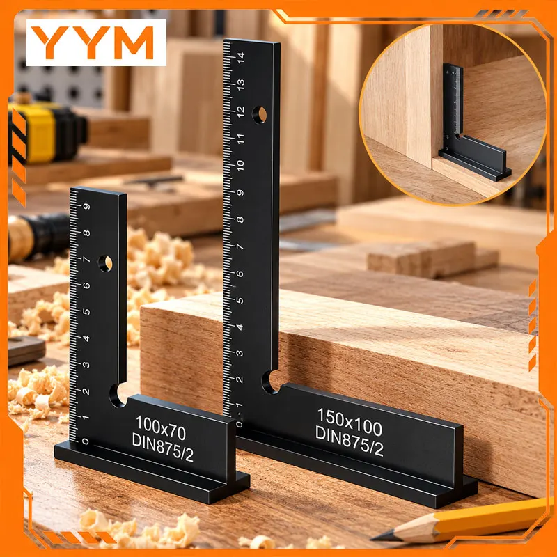 YYM Machinist Square, Aluminum Alloy 90 Degree Right Angle Ruler, Portable Precision Engineer Carpenter Layout Measuring Tool