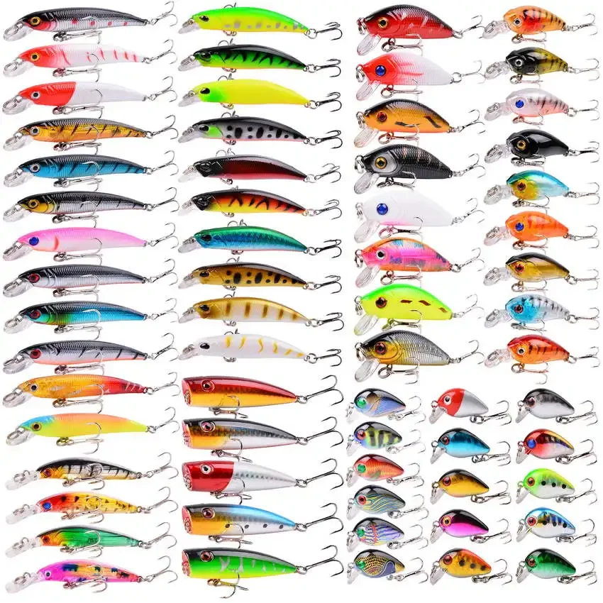 New Mixed Colors Fishing Lure Set 5-10pcs Minnow Popper Wobbler Crankbaits Artificial plastic hard Bait Kit Fishing Tackle