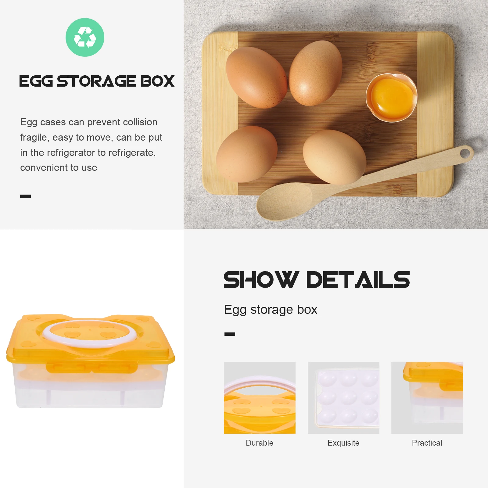 

24 -grid Egg Storage Box Deviled Holder with Lid Fridge Eggs Cartons Containers