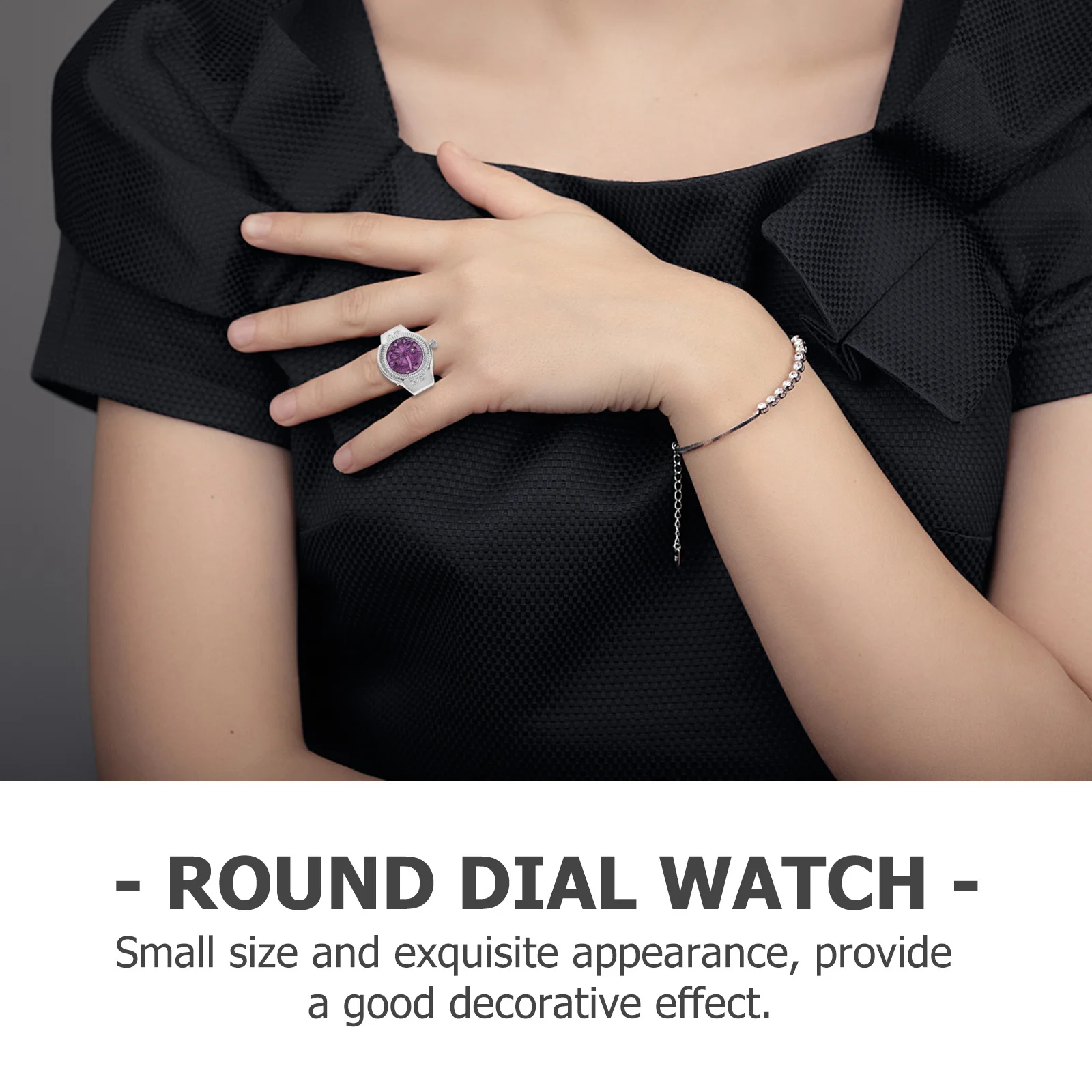 1pc 指クォーツ時計ミニリングデザインされた時計女性のためのファッションジュエリー装飾女性の腕時計カジュアルシックなアクセサリー