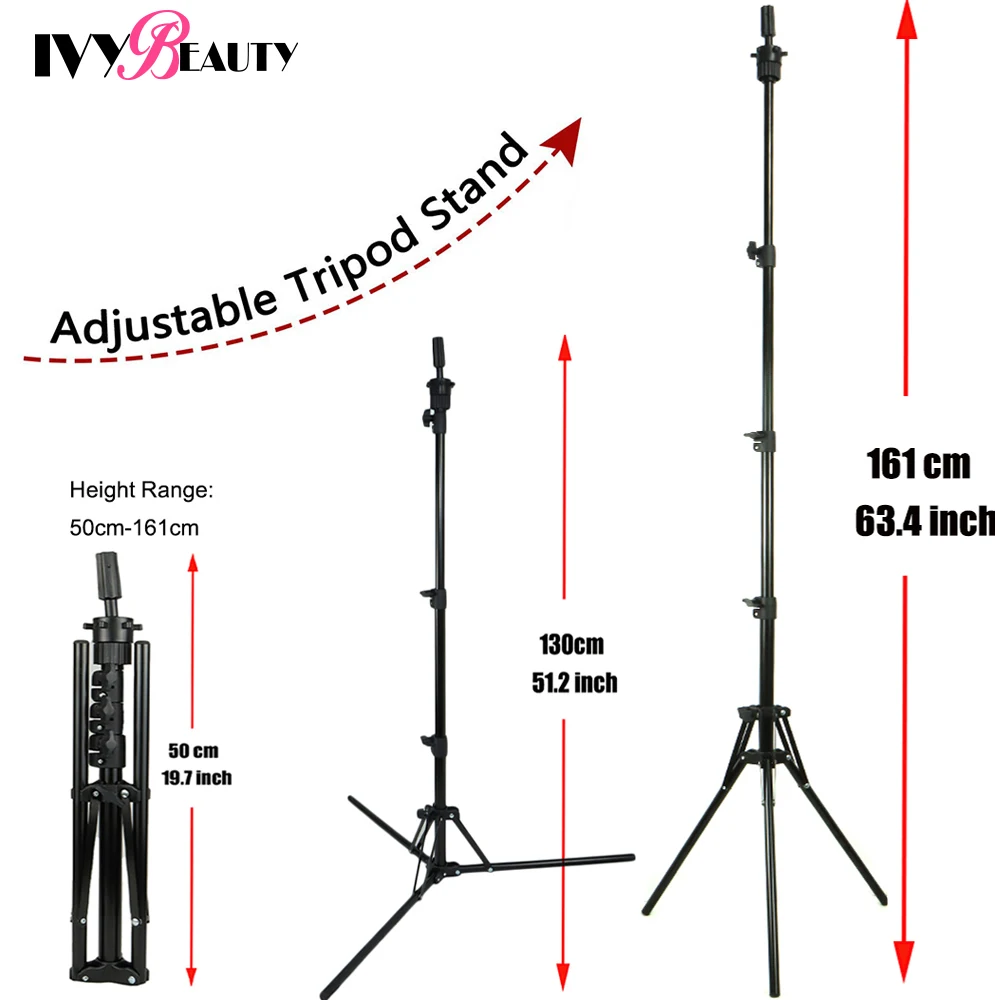 Adjustable Long Wig Stand Tripod Hairdressing Training Head Tripod Holder With Wigs Making Kit Tool For Mannequin Canvas Head