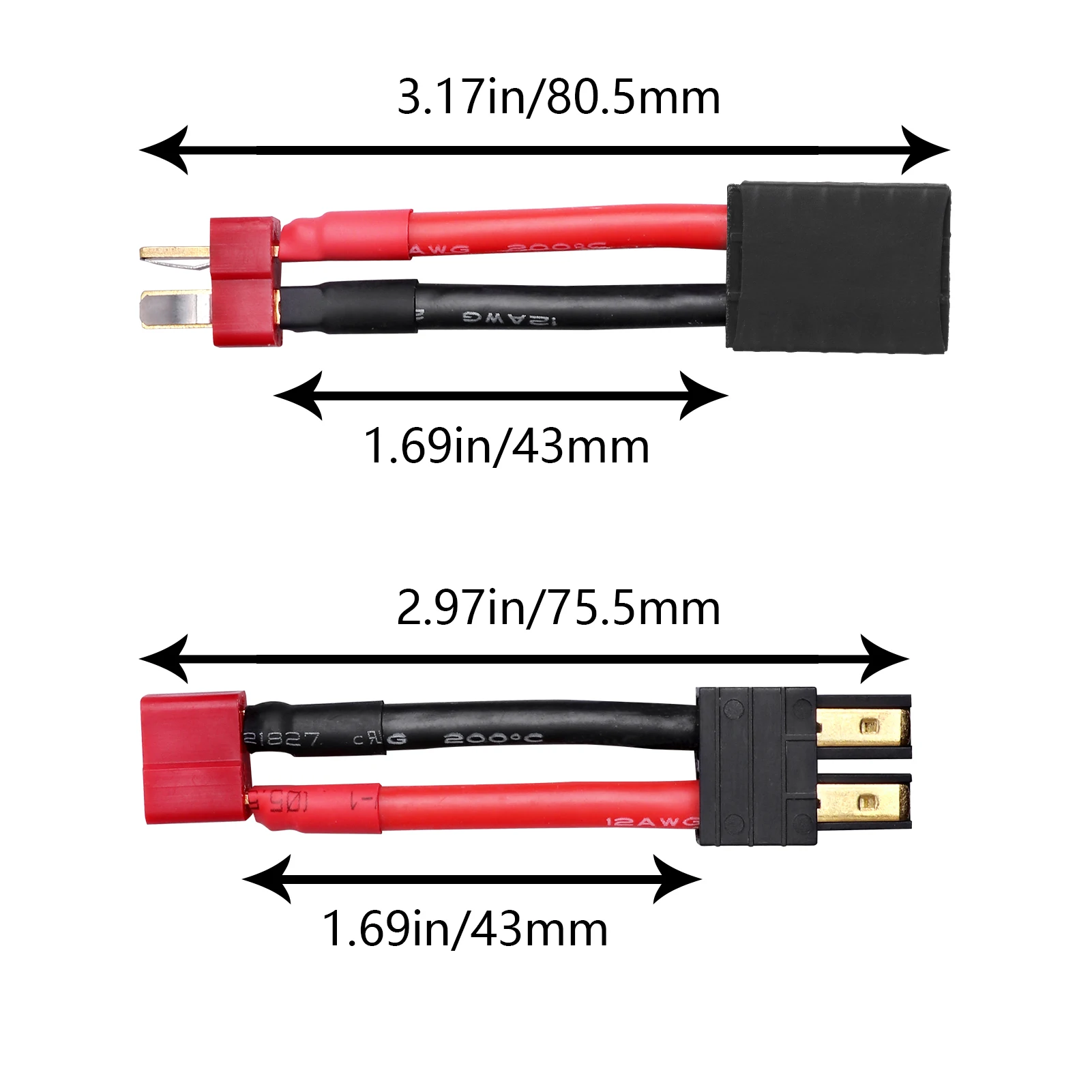HobbyPark for Traxxas RC Battery Charger Adapter Connector to Deans T Plug 12AWG Wire for RC Cars