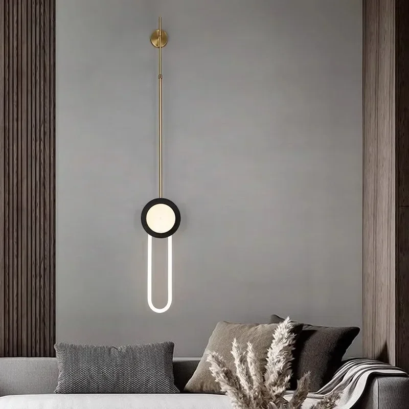 إضاءة داخلية، تصميم حديث، إبداع بسيط، مصابيح حائط LED معدنية طويلة القطب، تركيبات إضاءة فندقية فاخرة