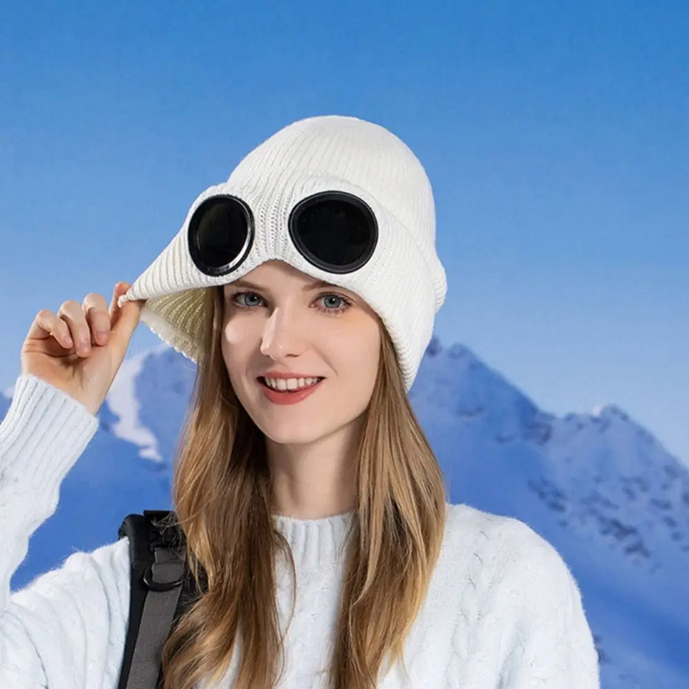 Removable Glasses Winter Glasses Caps Windproof Ear Protection Warm Ski Mask Hats Thickened Wear-resistant Knitted Hat Men