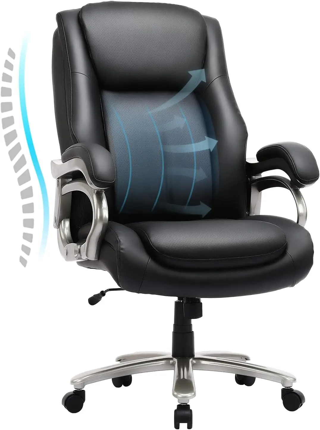 

Big & Tall Office Chair 400lbs Wide Seat- High Back PU Leather Executive Computer Desk Chair for Heavy People