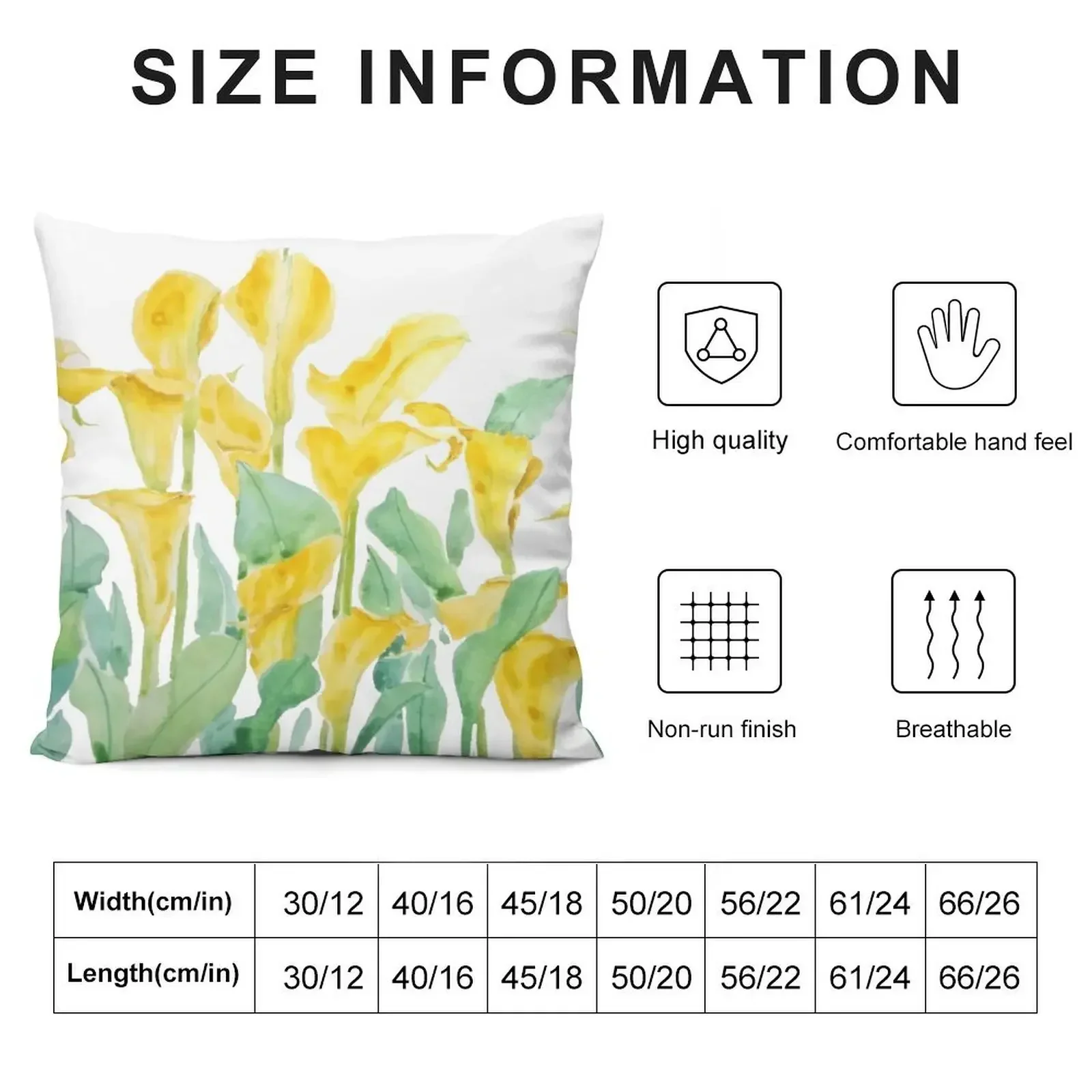 yellow calla watercolor lily field Throw Pillow pillow cover luxury Anime pillow