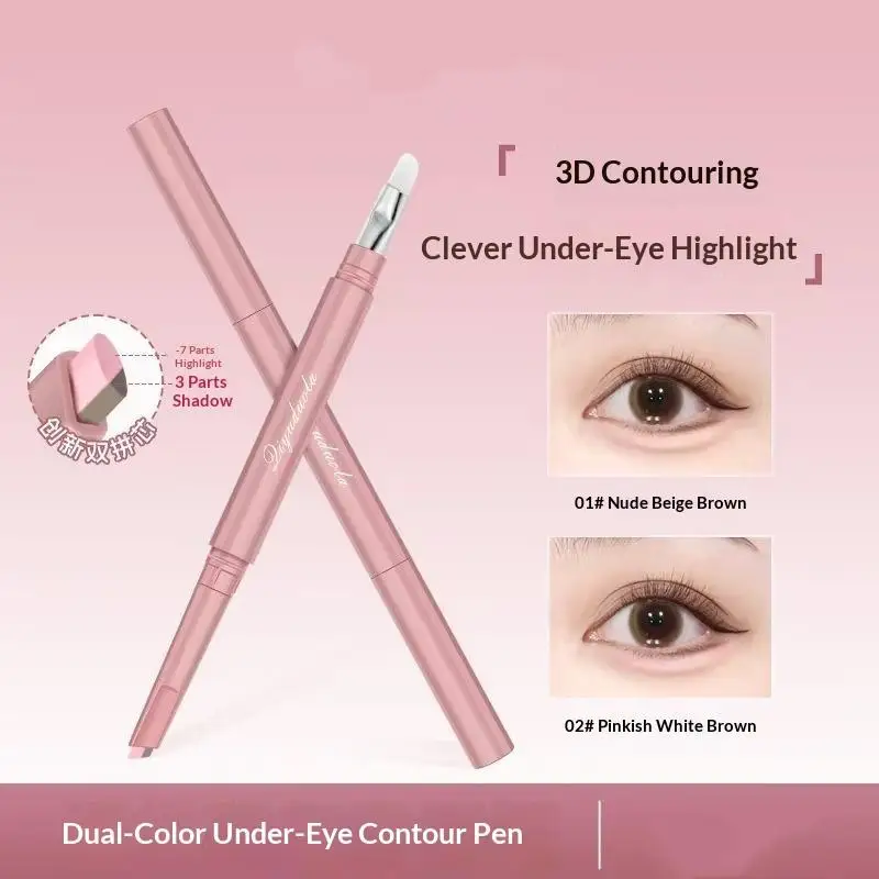 2 In 1 Ended Lying Silkworm Pen,Bionic Shading Highlighting,Instant Big Eye Effect,Smooth&Smudgeproof&Waterproof,Flat Tip