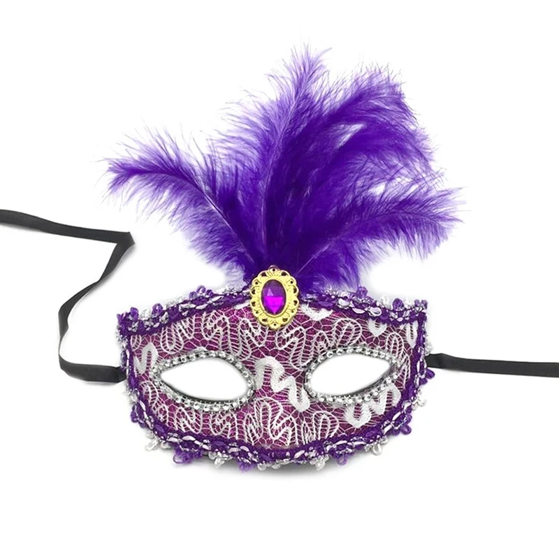 Maschera da festa donna Masquerade Luxury Peacock Feathers Half Face Mask Cosplay Costume Mask For Children