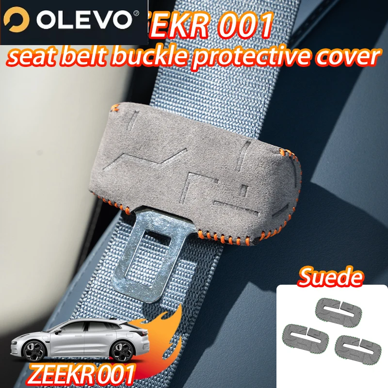 For ZEEKR 001 seat belt buckle protective cover anti-crash suede car interior decoration accessories 007/009/7X alcantara