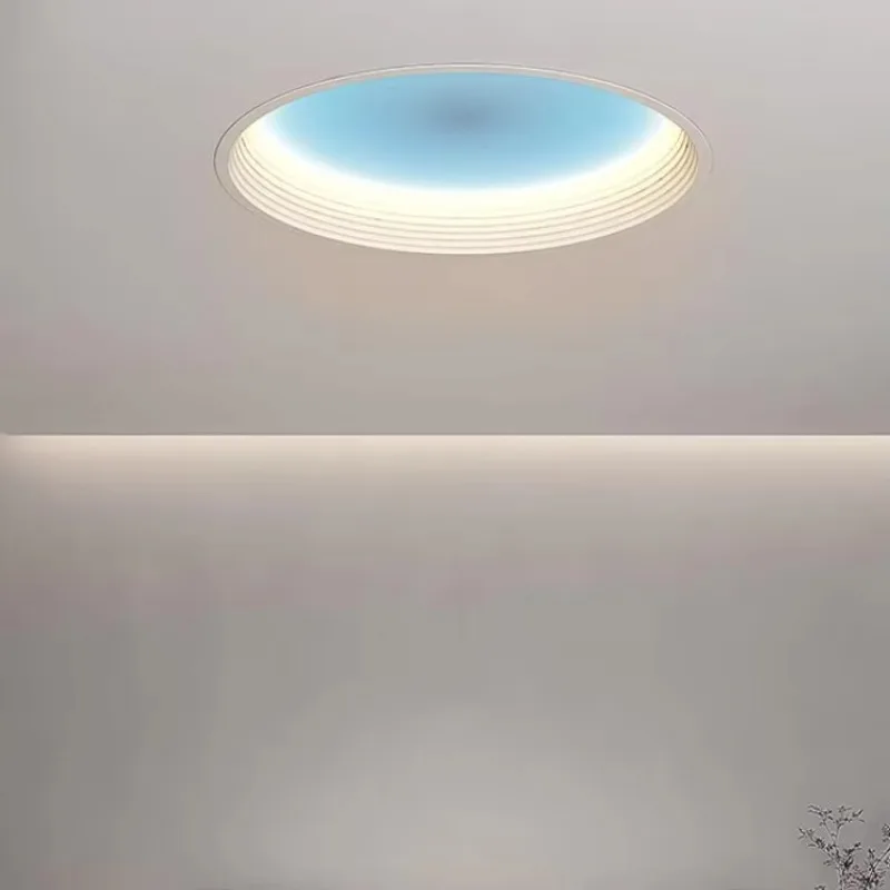 Sunshine Whispers Blue Sky Ceiling Light Round Drum Clear Sky Lighting Initiative Kitchen Cooking Round Ceiling Light