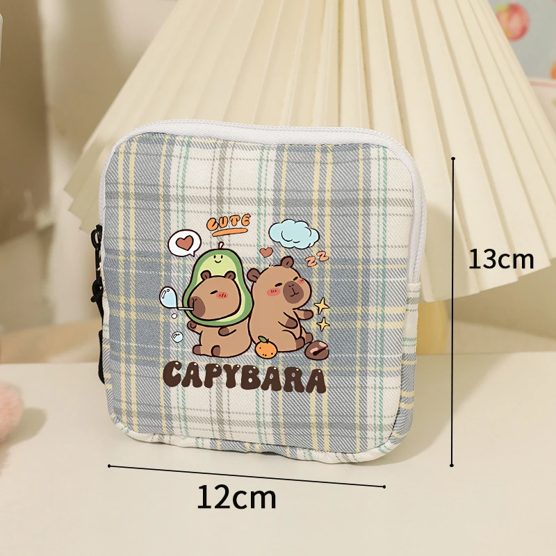 Capybara Borsa portaoggetti per assorbenti igienici da donna Borsa portaoggetti portatile impermeabile Borsa per assorbenti igienici modello cartone animato regalo