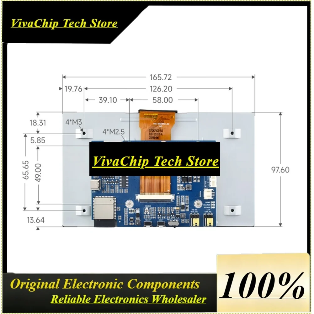 VivaA72Z - 7 Inch Touch Display Development Board 800x480 WiFi Bluetooth 5 For GUI LVGL HMI RGB