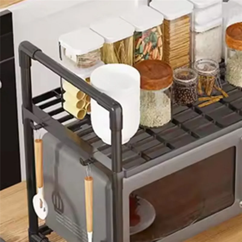 

【Flash-Deal!】Kitchen Storage Rack Multi-Layer Microwave Rack Adjustable Standing Countertop Condiment Oven Shelf Kitchen Accesso