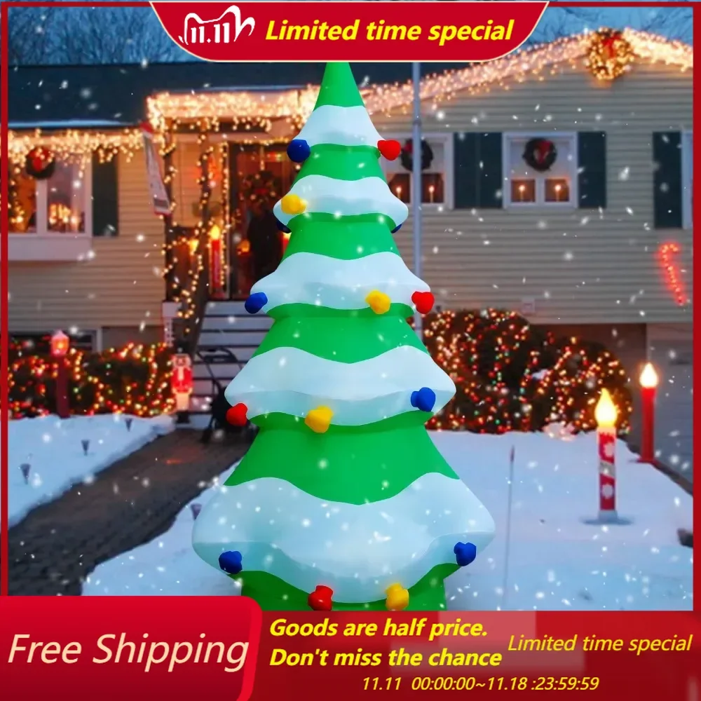 12 FT Giant Inflatable Christmas Tree Xmas Decoration for Blow Up Built-in LED for Yard Indoor Outdoor Lawn Yard Garden Holiday