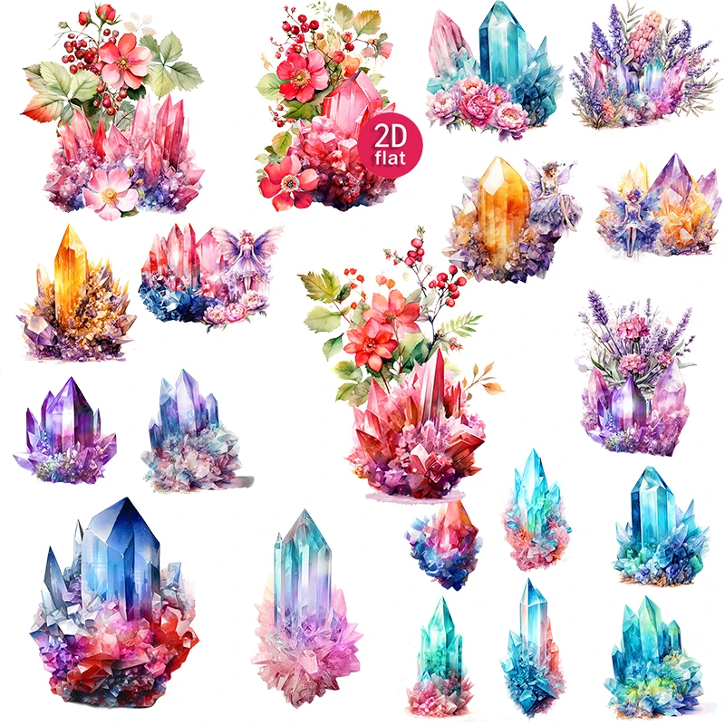 20pcs 2D  Crystal Flower  Art Decorative Stickers Suitable for diaries and DIY scrapbook stickers