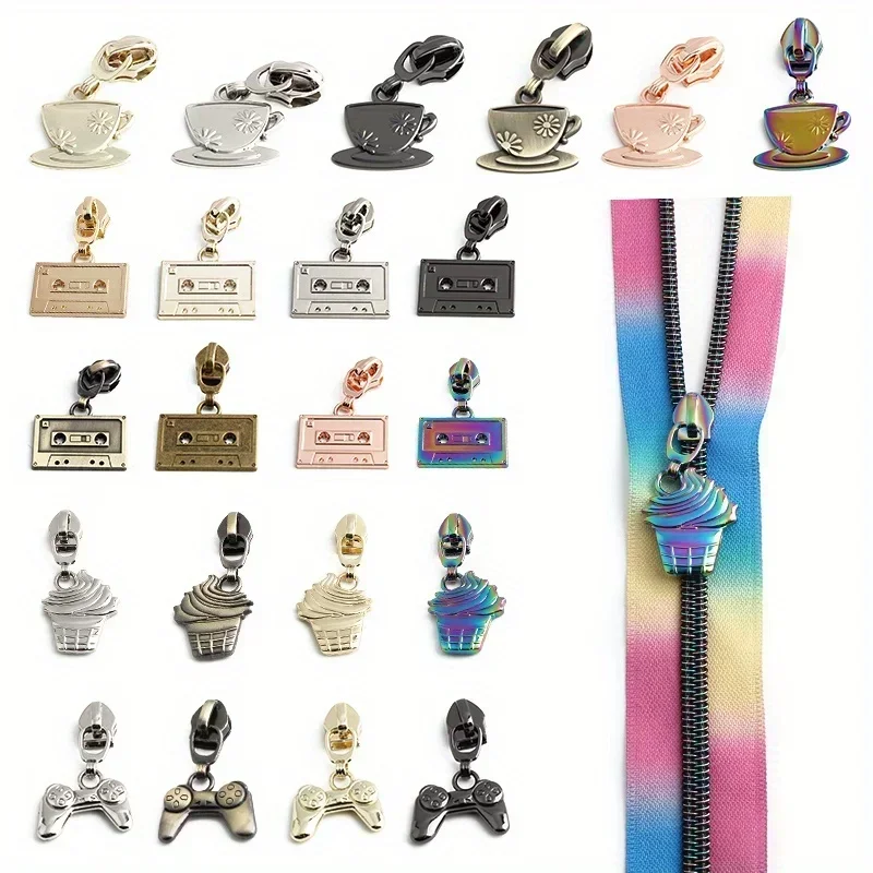 5 sztuk 8 kolorów filiżanka kawy/lody/kaseta/gry w kształcie kija metalowy zamek błyskawiczny ściągacz diy ręcznie szyty portfel torba 5 #   nylonowa zakładka do ciągnięcia