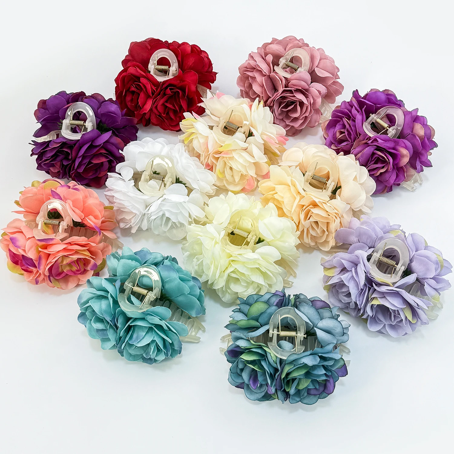 4pcs Simulated Rose Hair Claw For Girls Wedding Bride Bridesmaids Vacation Hair Clip For Women Children Ball Hair Accessories