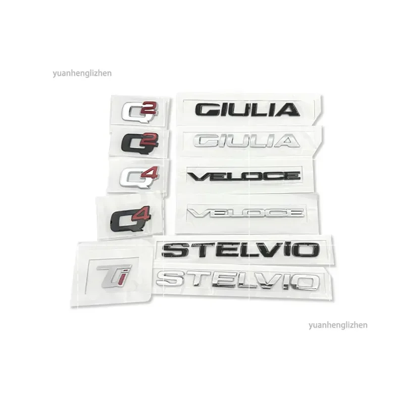 Q2 Q4 Ti VELOCE Badge Car Stickers For Alfa Romeo For STELVIO For GIULIA Refir Rear Boot Car Accessories Trunk Labeling