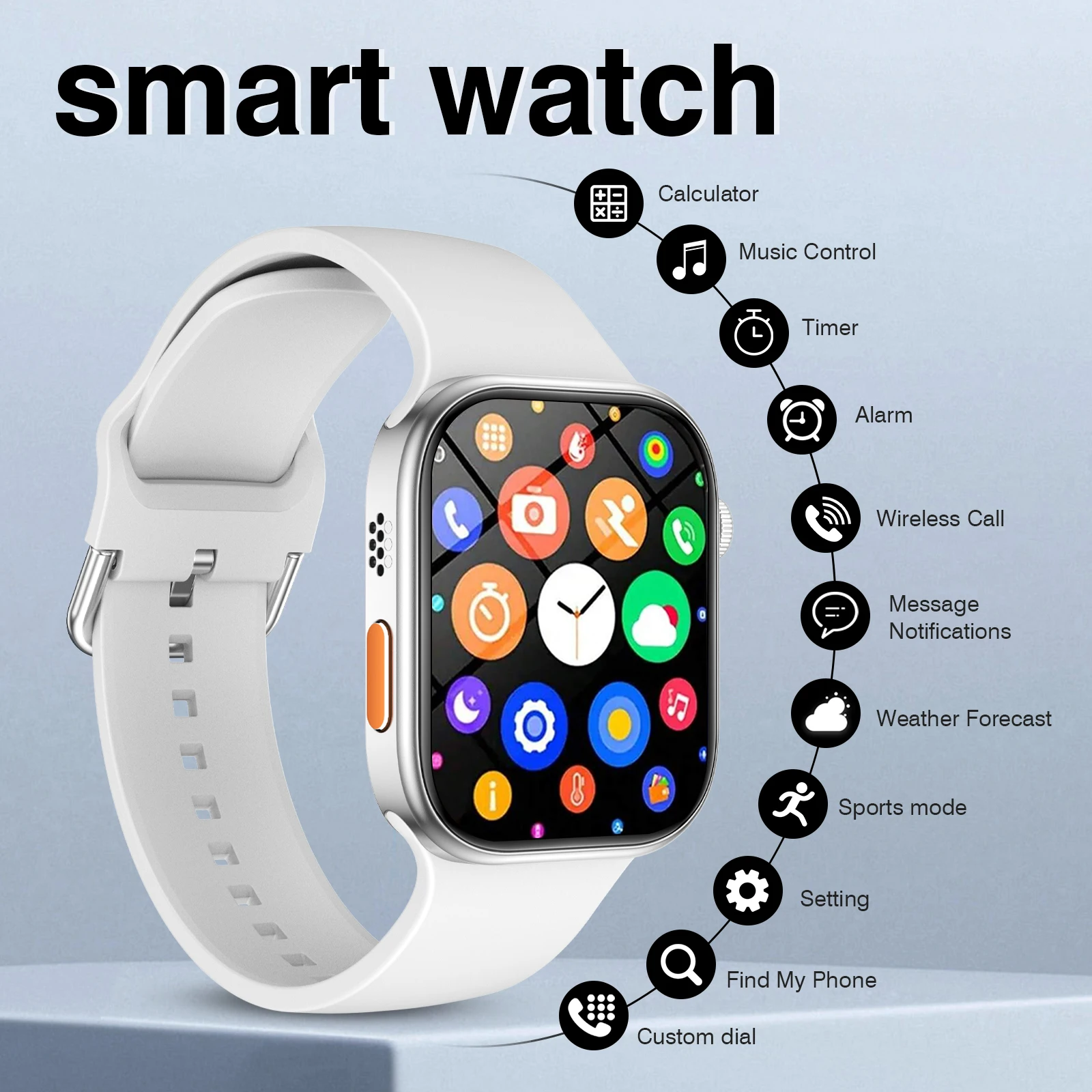 Reloj inteligente, llamadas/marcaciones inalámbricas, modo multideportivo, recordatorios de varias aplicaciones, adecuado para hombres y mujeres, compatible con iPhone/Android