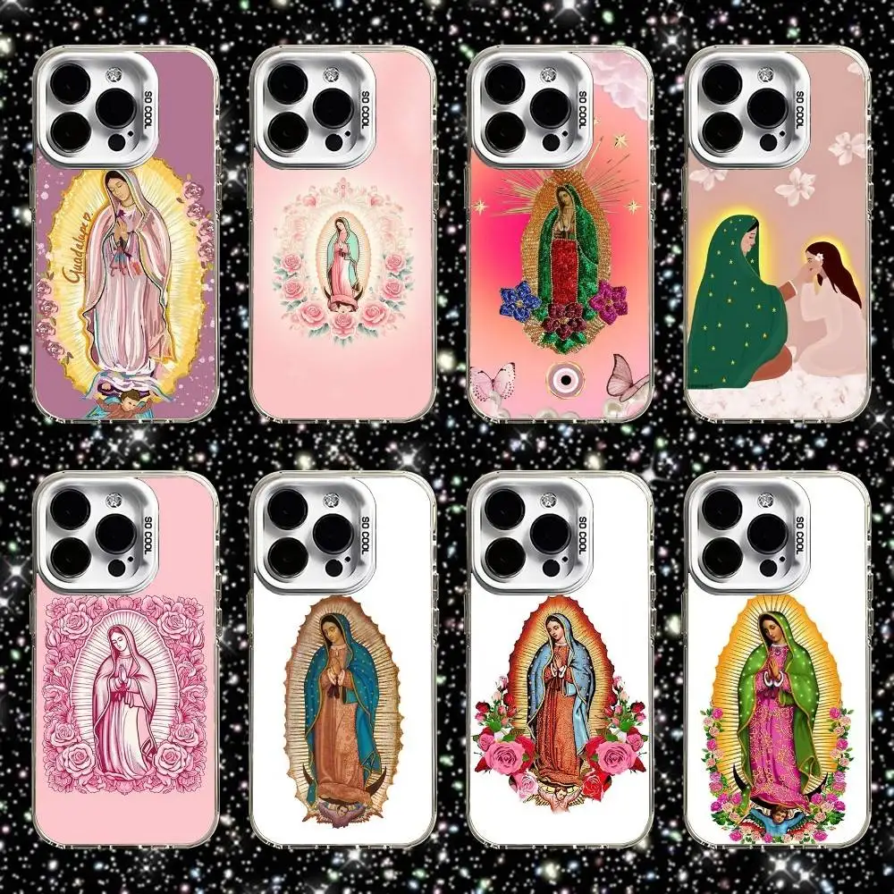 

Nuestra Senora de Guadalupe Phone Case For iPhone 16,15,14,13,12,11,Pro,XS,Max,Plus,Mini,SE White Candy Matte Shockproof Cover