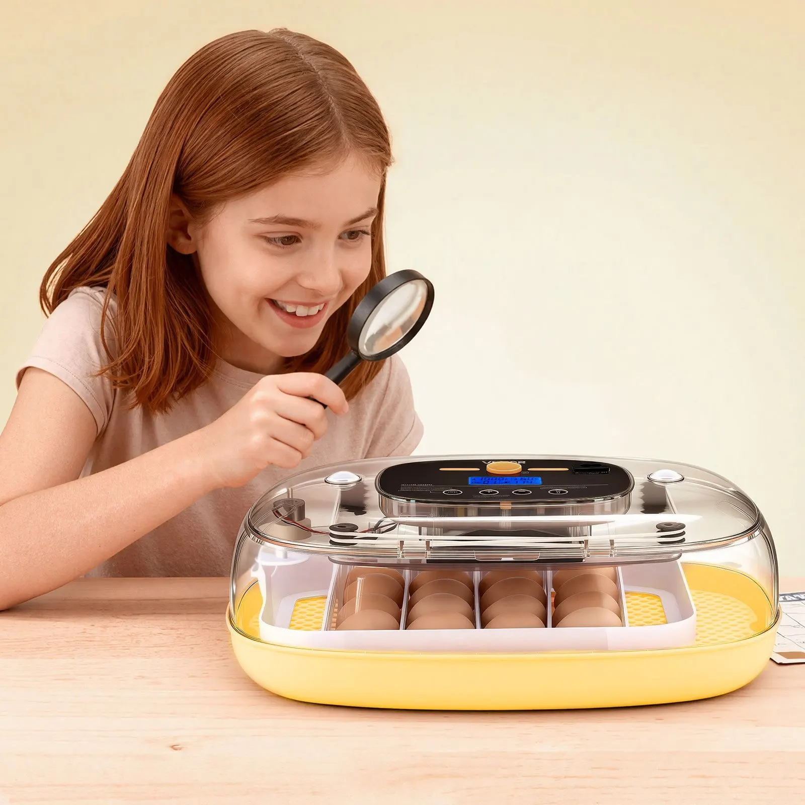 

24 Egg Incubator, Automatic Egg Turner with LED Candler, Temperature & Humidity Control, 360° View Clear Window, Auto Water R