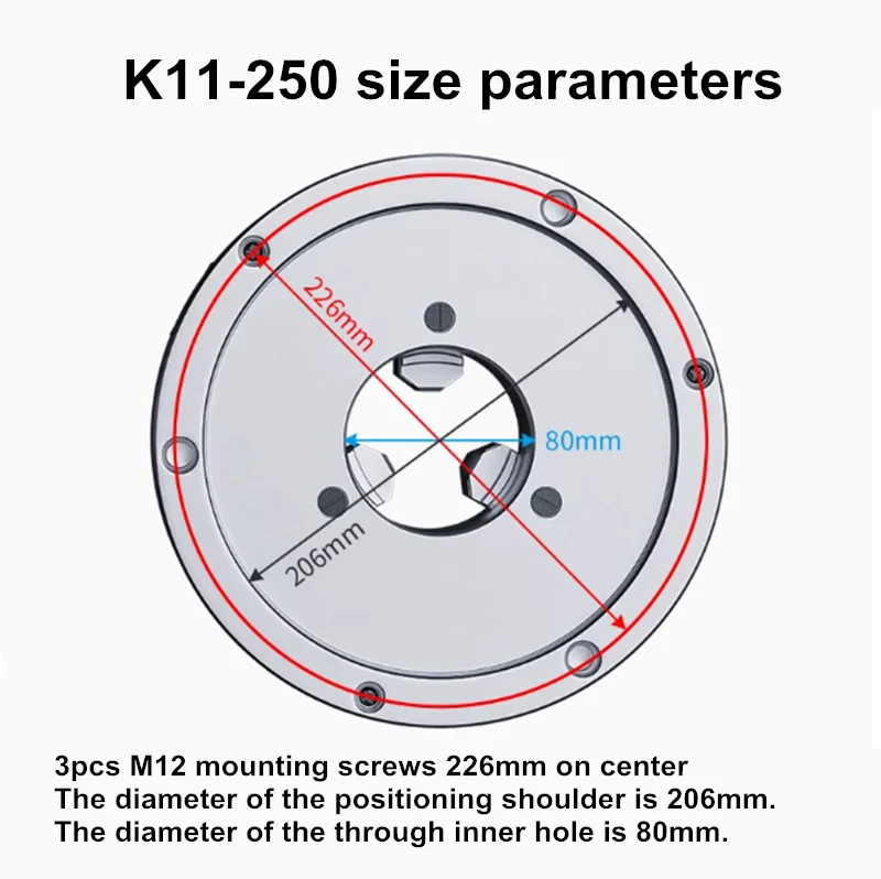 SAN OU K11- 200/K11- 240/K11-250 3 Jaw Lathe Chuck a Wrench, 3 Screws / a Positive Claw and a Reverse Claw
