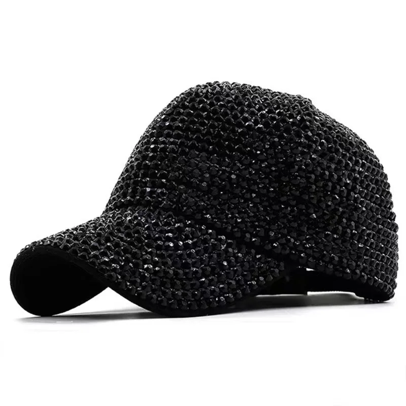 Sequined Rhinestone Pearl Baseball Cap for Women Snapback Hip Hop Hat Party Club Hat