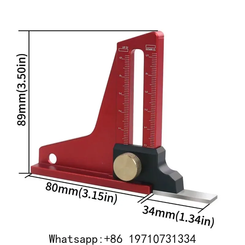 Adjustable Desktop Height Gauge 0-60mm Adjustable Desktop Saw Depth Gauge Metric and Imperial Aluminum Alloy Woodworking DIY