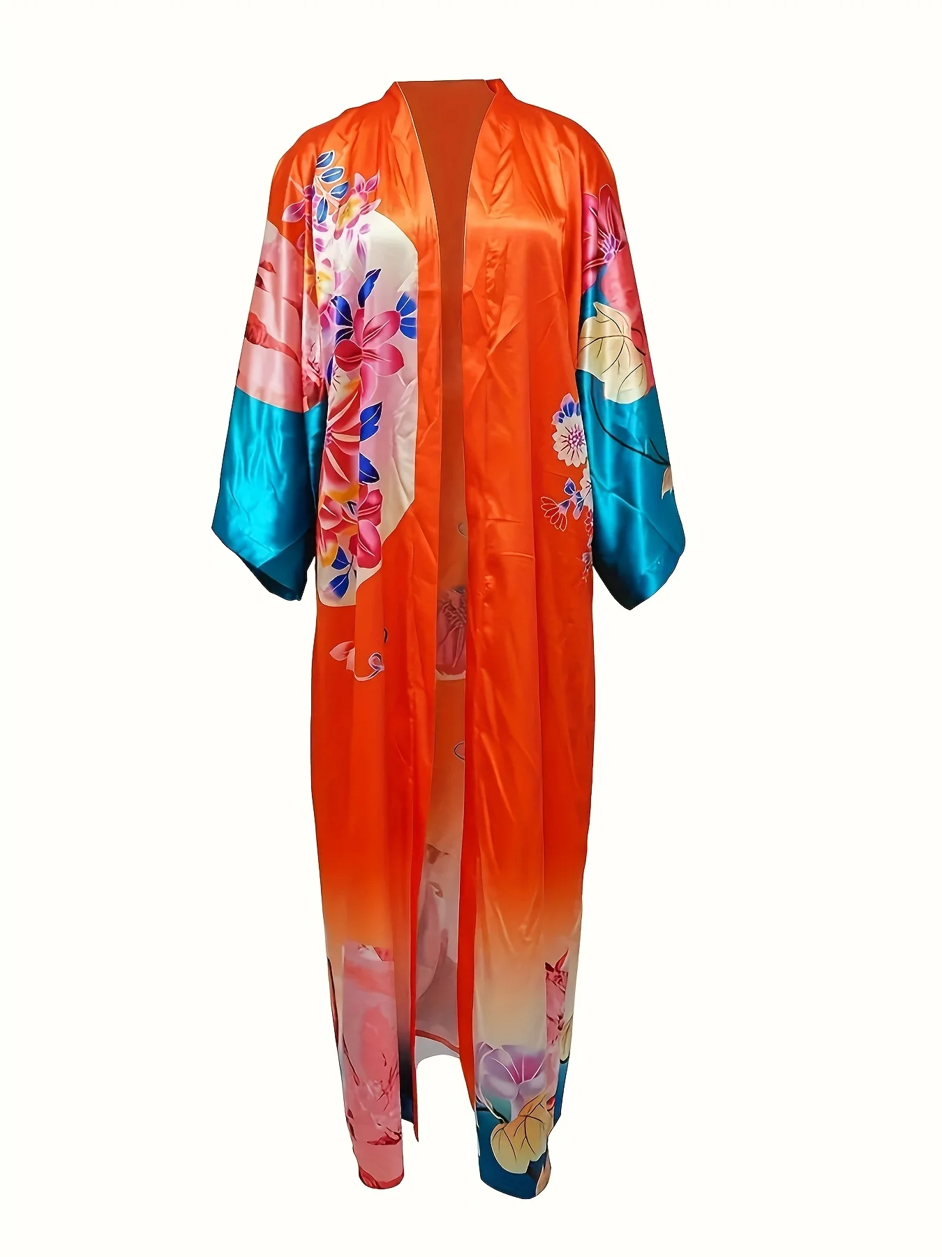 Sweter rozpinany z nadrukiem kimono w nowym stylu z sztuczny jedwab nadrukiem w stylu casual cape plus size