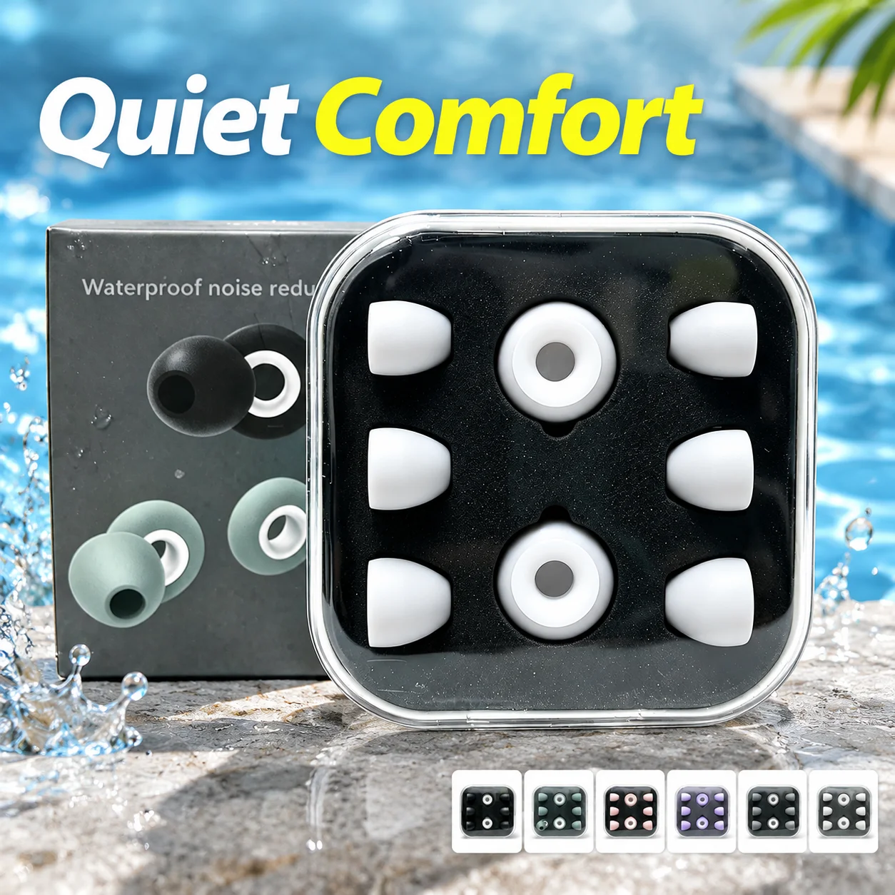 Waterproof Ear Plugs for Swimming Sleeping Noise Cancelling Silicone Earplugs Adult Reusable