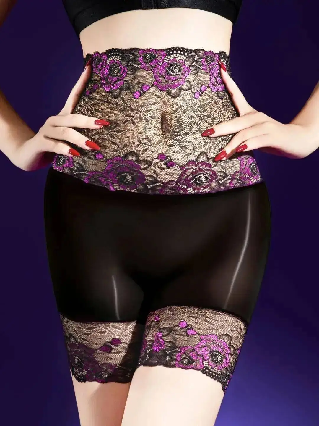 

Кружевные ультратонкие шорты с конским маслом, прозрачные кружевные сетчатые шорты с цветочным принтом, глянцевые гладкие женские сексуальные шорты с высокой талией, очаровательные элегантные M17B