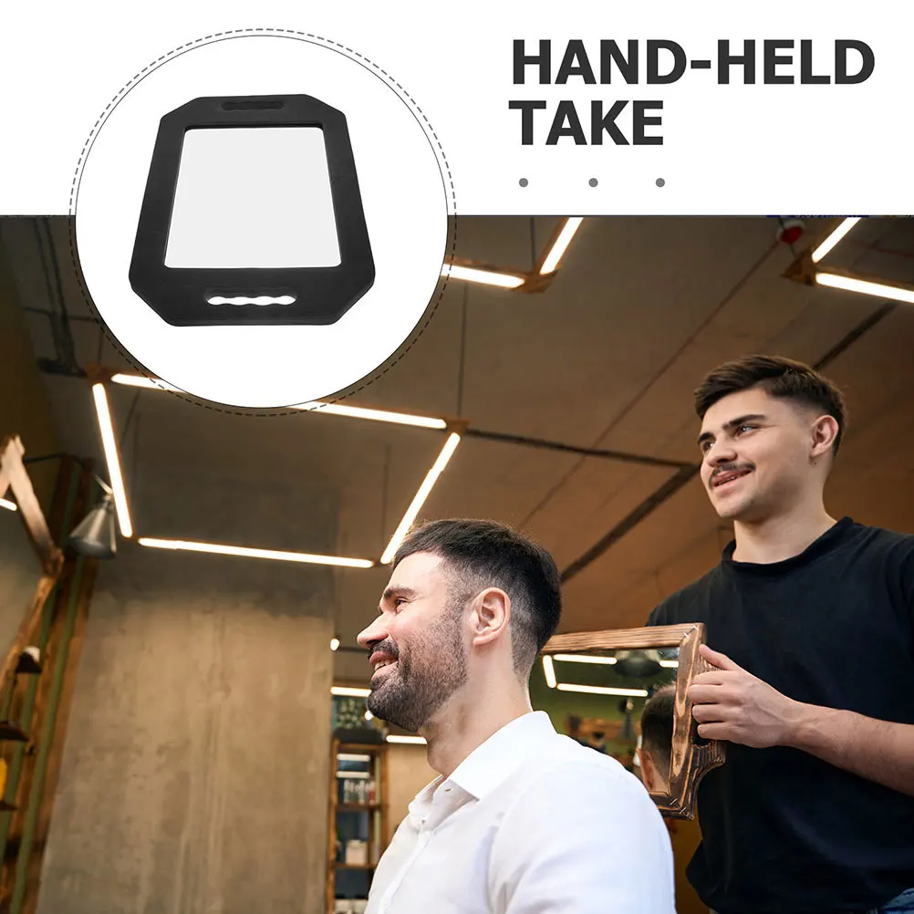 2pcs Handheld Rear View Mirror Large Rectangular Double Handle Foam Cushion Durable Lightweight Hair Salon Barber Mirror High