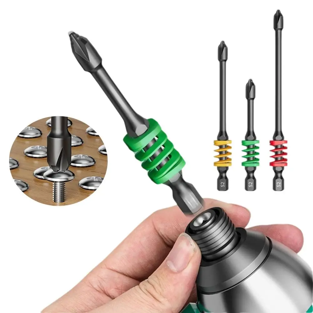 Durable Non-Slip Magnetic Bit Set for Electric Screwdriver 1 2 3 pcs Hex Drill Bit with Spring for Electrician Tools