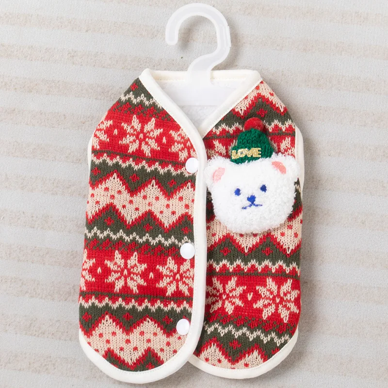 Dog Clothes Autumn Upright Christmas Bear Winter Vest Teddy Warm Cat Clothes Pet Clothing