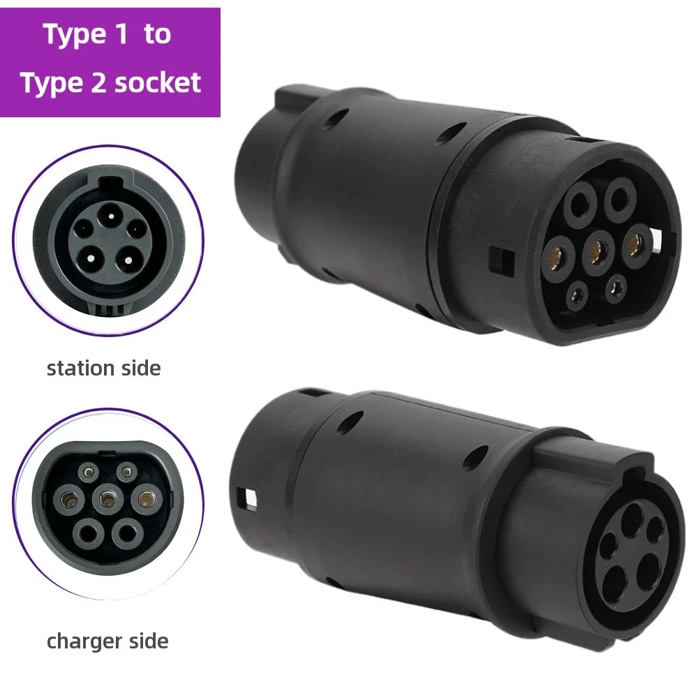 

EV Adapter SAE J1772 to IEC 62196-2 Plug Type 1 and Type 2 EV Connector 16A 32A EVSE Charging Convertor Electric Car Adaptor