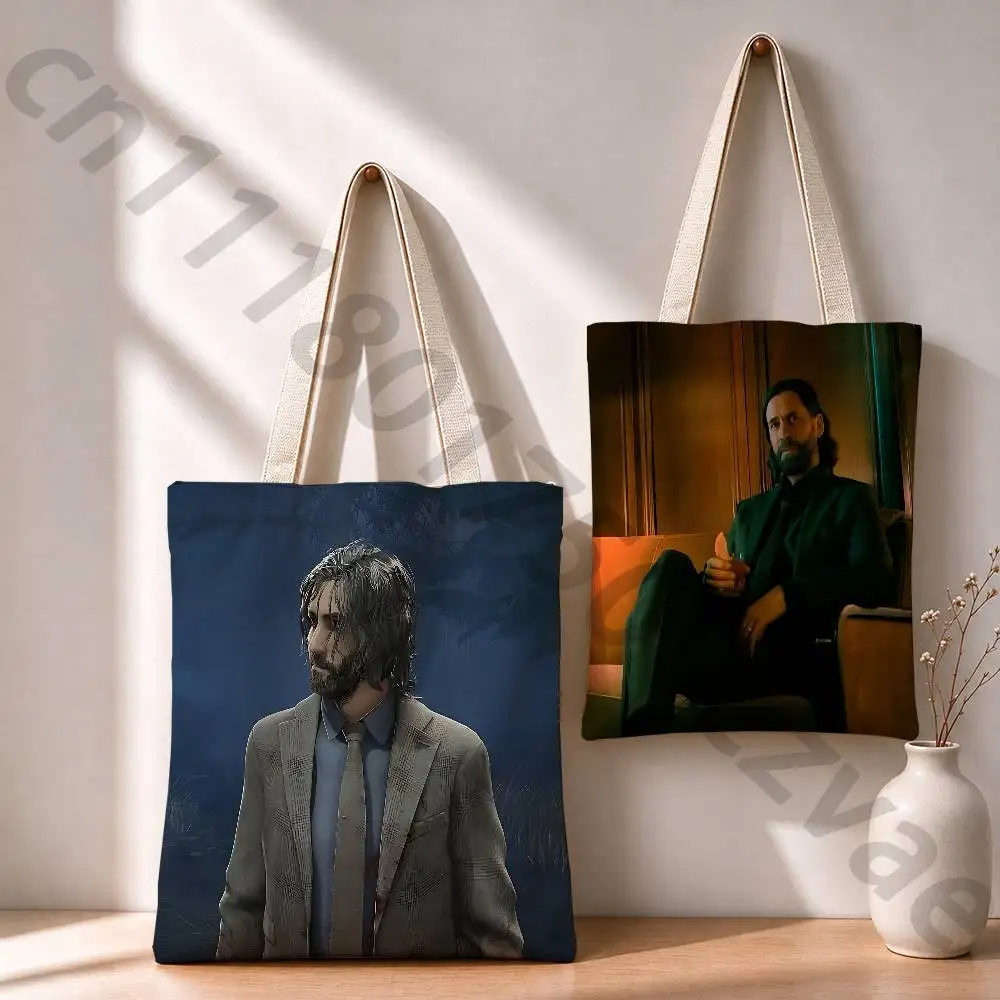 A-Alan Wake 2  Reusable Fashionable Backpack Multifunctional Handbag Canvas Shopping Bag
