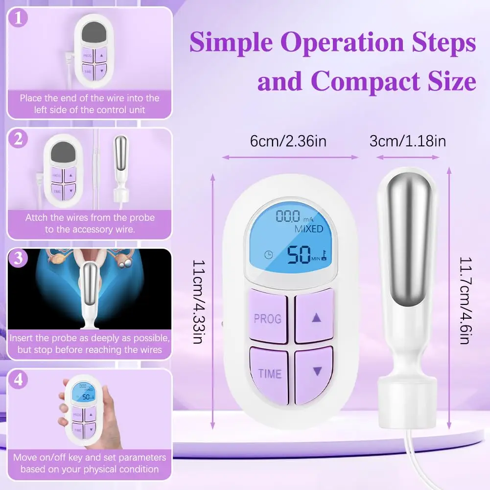 Electric Kegel Exerciser Pelvic Floor Muscle Trainer 4 Modes 0-80mA Adjustable Intensity Postpartum Urinary Incontinence Repair