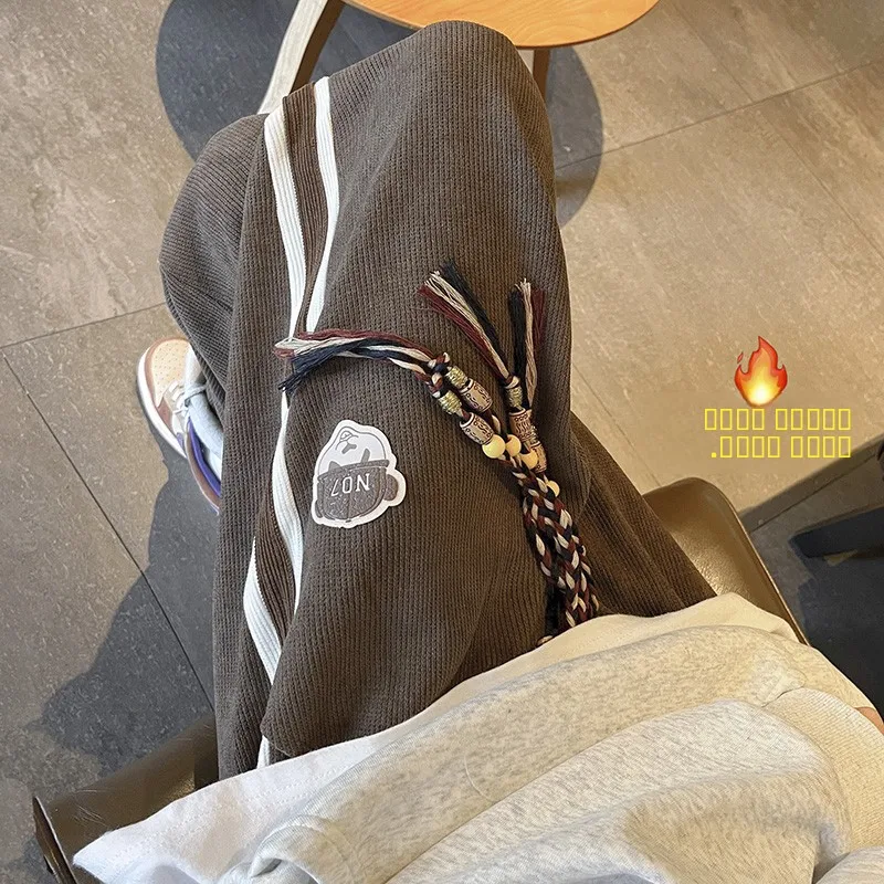 

High-End Corduroy Men's Pants Autumn Winter New Loose Straight Leg Wide Leg Pants Fce Thiened Warm Sweatpants Winter Tro...