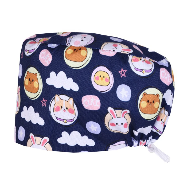 Gorros exfoliantes con estampado de dientes, moño Bouffant de pelo largo, Cordlock, enfermera, médico, Hospital, clínica Dental, sombreros