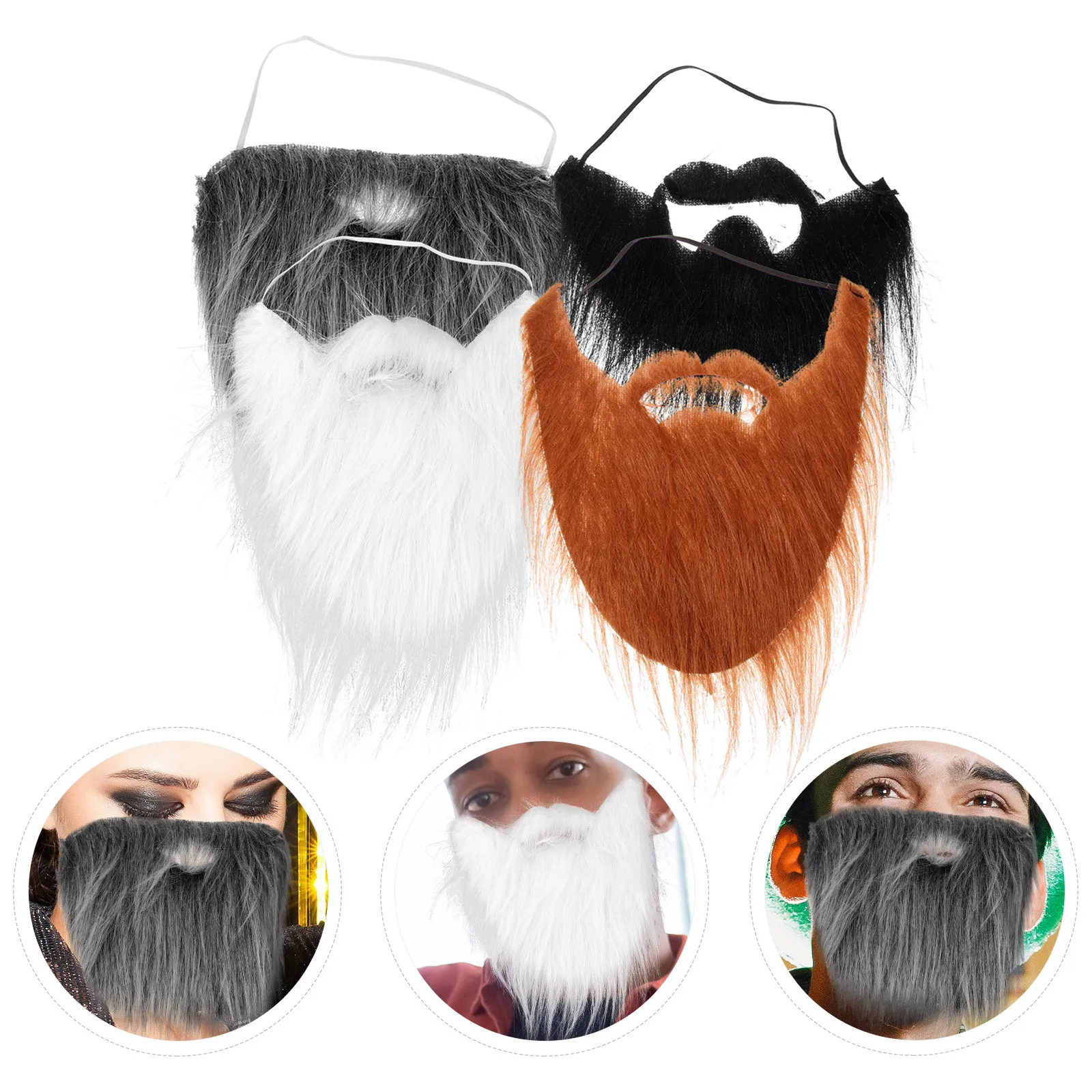 

4pcs Dwarf Old Man Dress Up Prop For Party Performance Cosplay False Beard Reusable Stage Props Beard Costume Accessories
